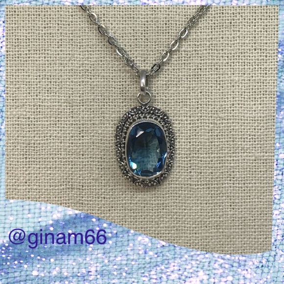 New Sterling Silver Beautiful Aqua Marine - Picture 1 of 6